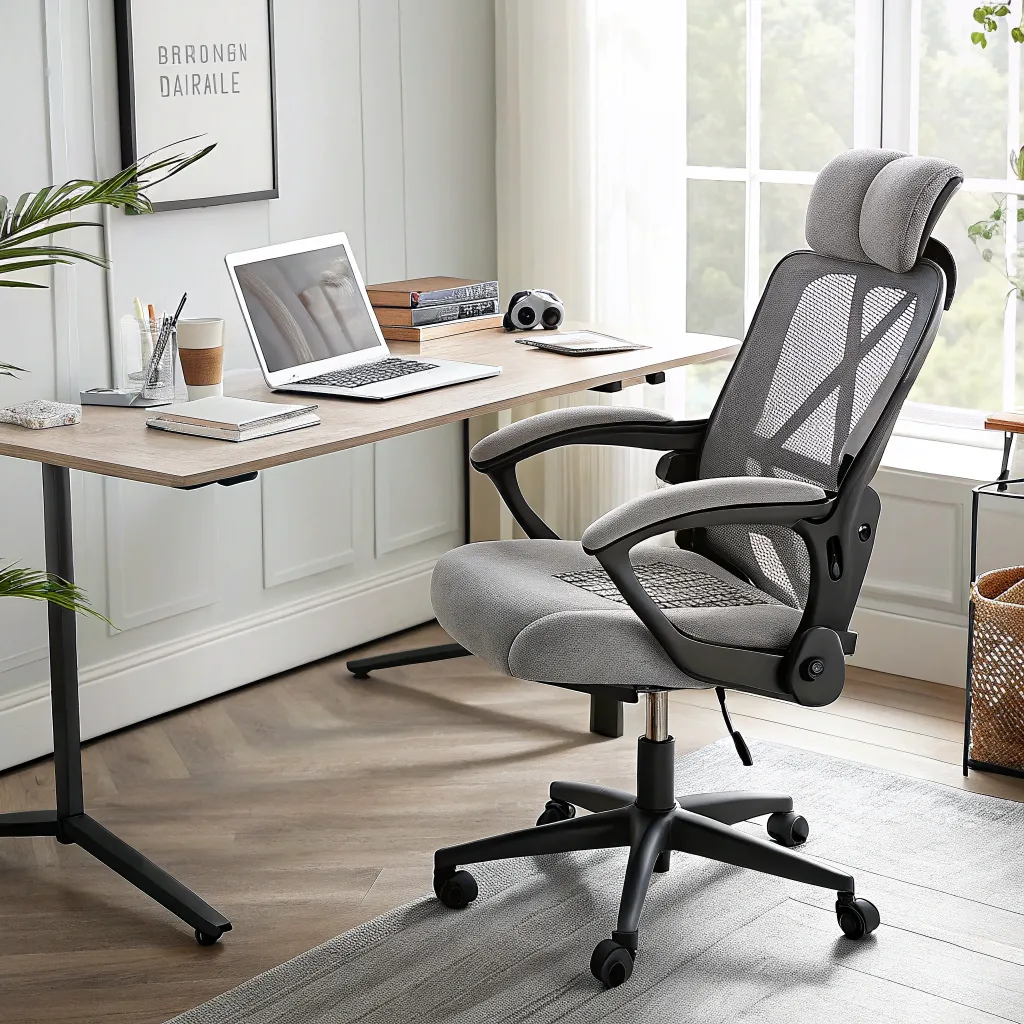 Modern office desk with ergonomic chair